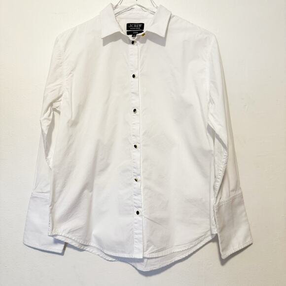 JCrew Garcon Tuxedo White Organic Cotton Button Down Shirt Women's size 6 - Picture 1 of 9